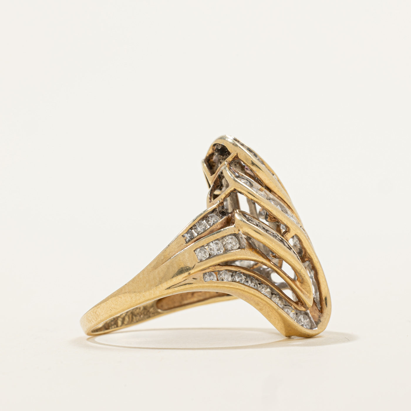 Bague cocktail sertie de diamants en canal | 1,70 ct | Taille 9,25 | 