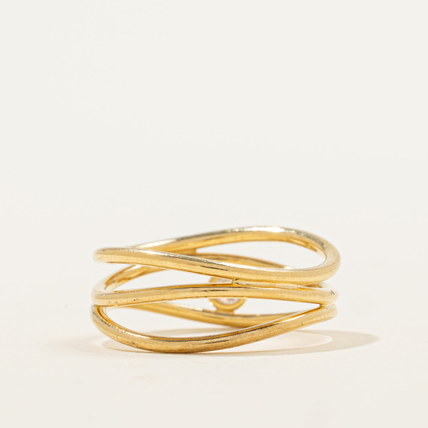 'Tiffany & Co' Elsa Peretti Wave Three Row Diamond Ring | 0.05ct | SZ 4.5 |