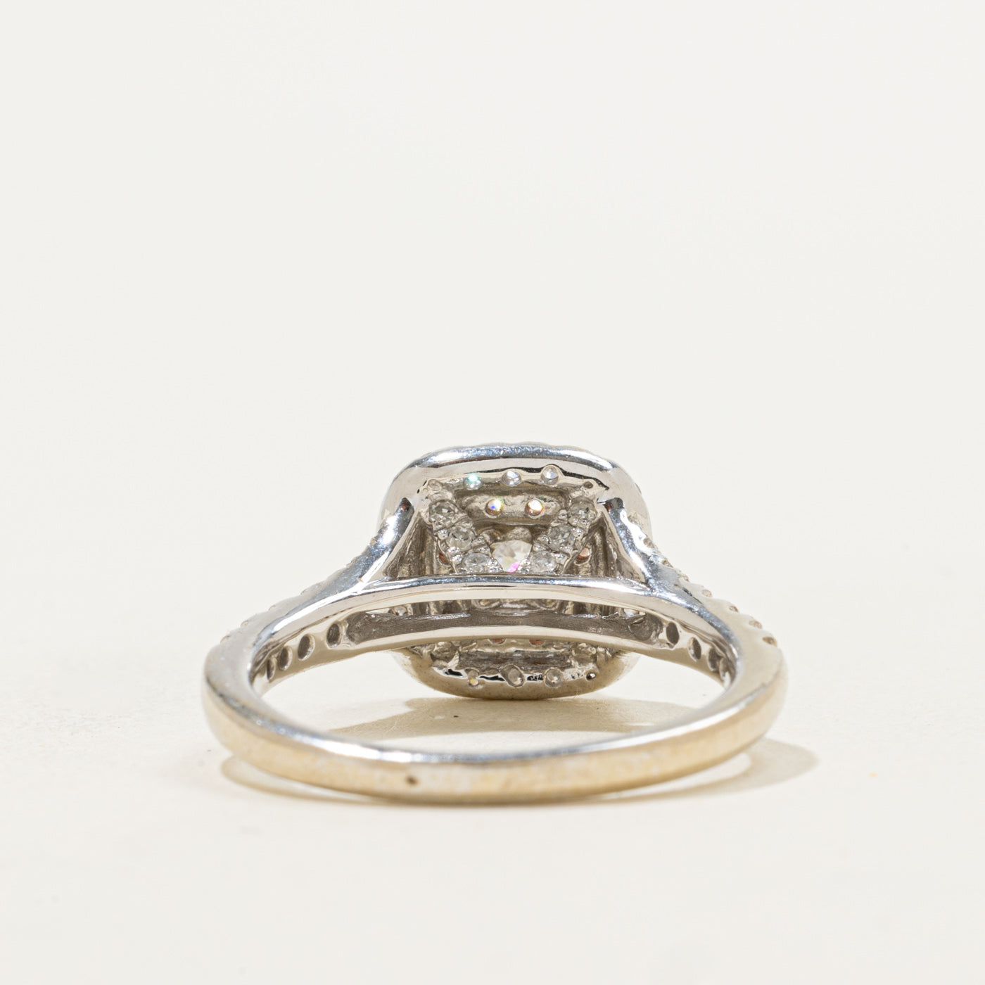 Bague de fiançailles bicolore à double halo | 0,76 ct | Taille 6,5 | 