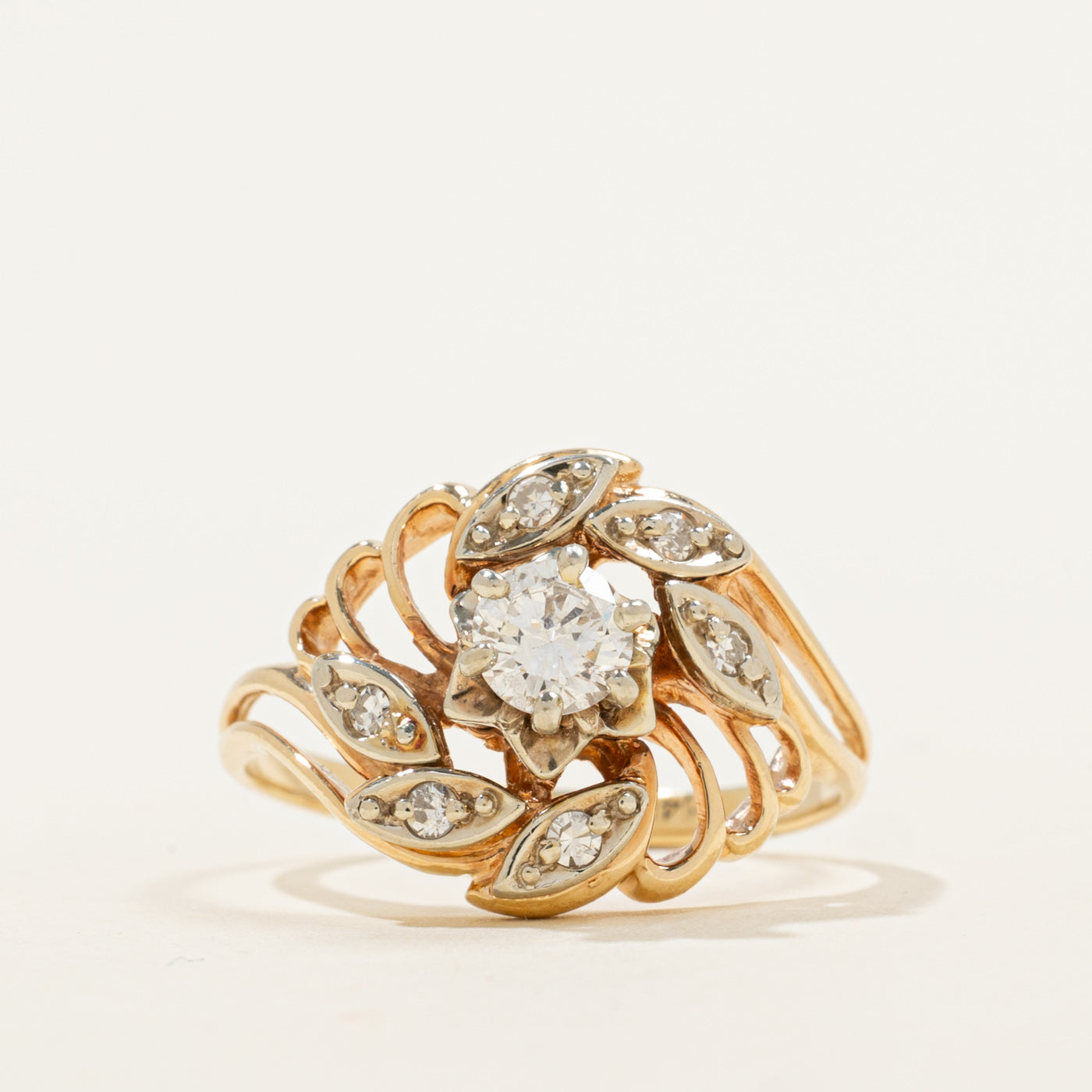Flower Design Spiral Diamond Ring | 0.48ctw | SZ 8.25 |
