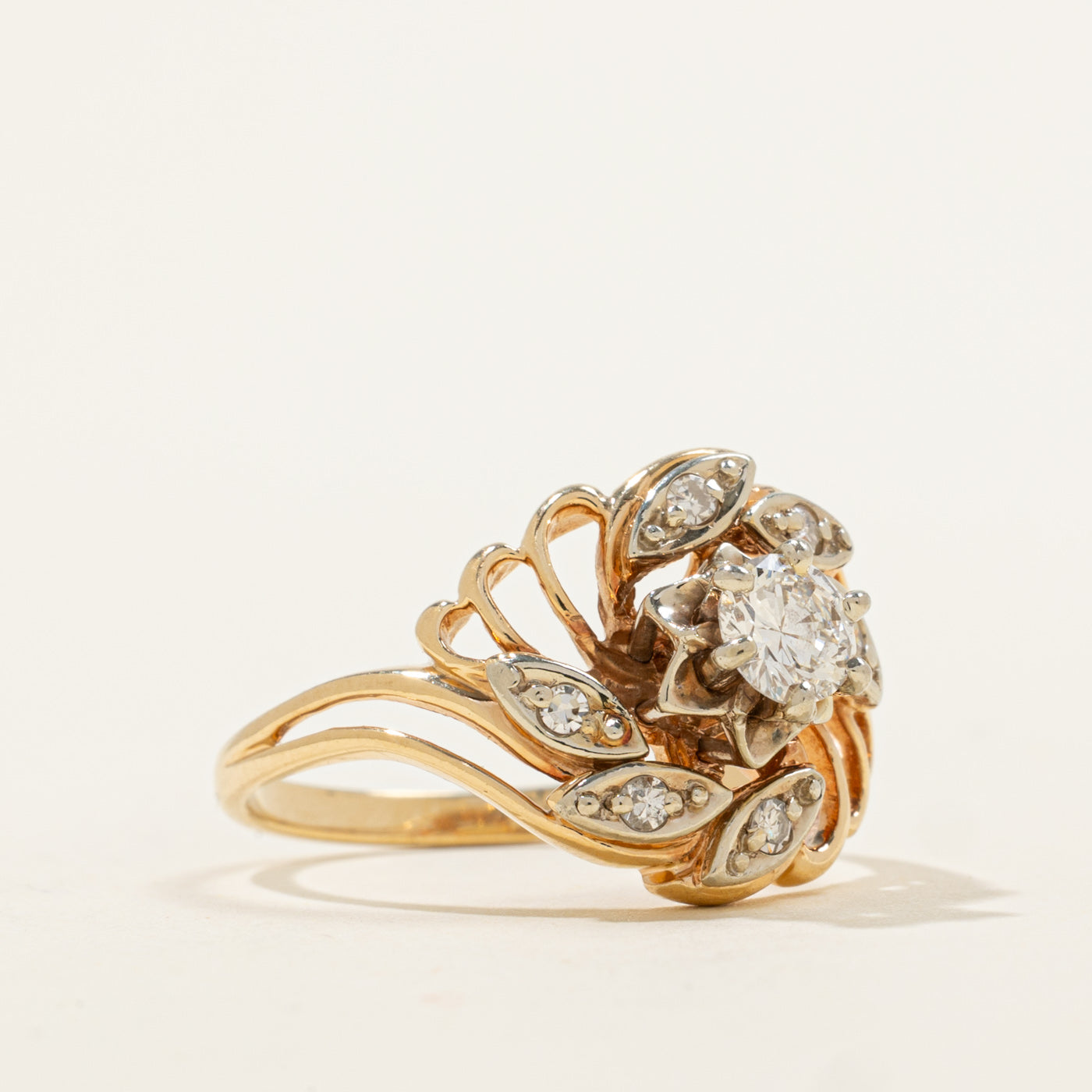 Flower Design Spiral Diamond Ring | 0.48ctw | SZ 8.25 |
