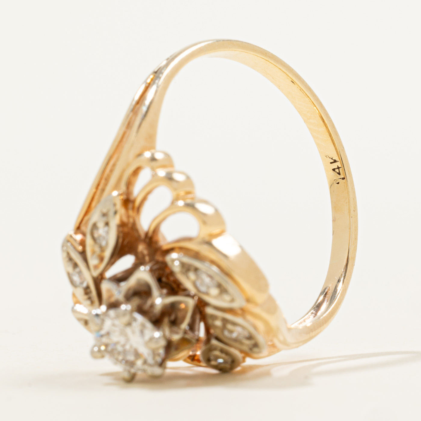 Flower Design Spiral Diamond Ring | 0.48ctw | SZ 8.25 |