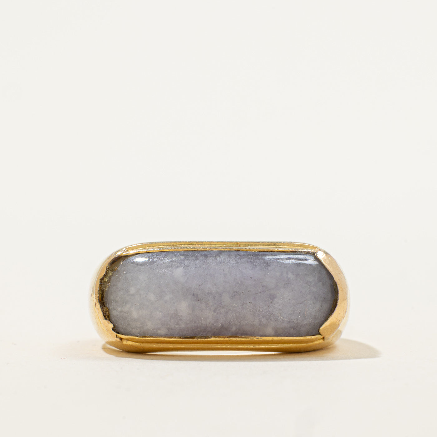 Vintage 18K Gold Lavender Jade Saddle Ring | 4.00ct | SZ 10 |