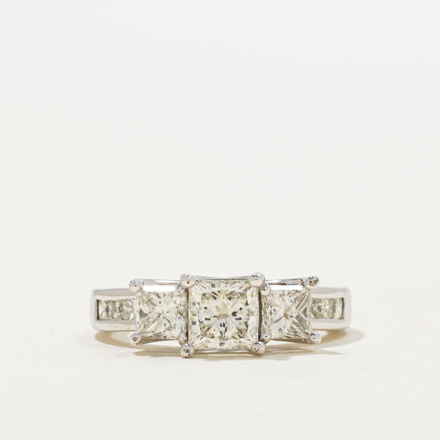 Three Stone Princess Diamond Engagement Ring | 1.39ctw | SZ 4.5 |