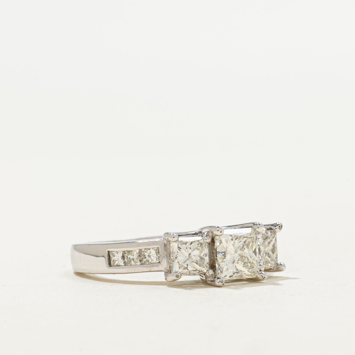 Three Stone Princess Diamond Engagement Ring | 1.39ctw | SZ 4.5 |