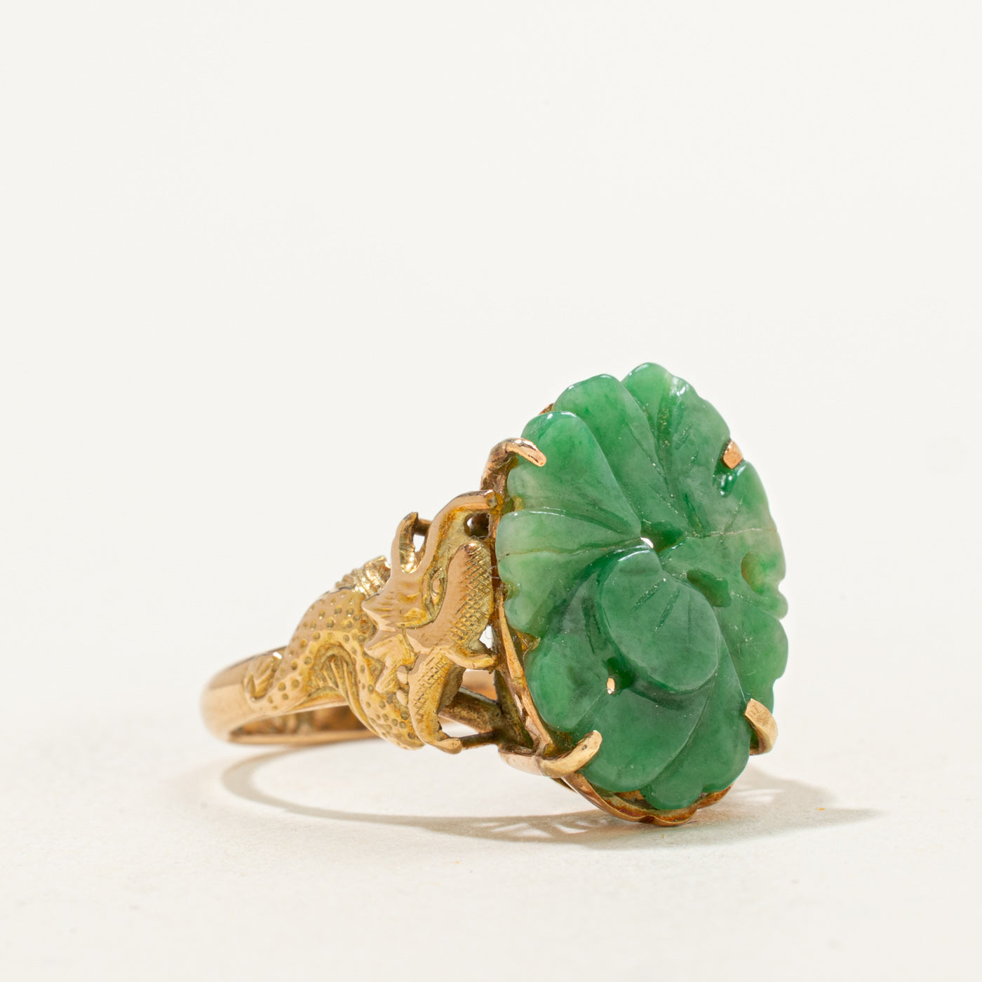 Carved Jadeite Cocktail Ring | 2.90ct | SZ 7.25 |