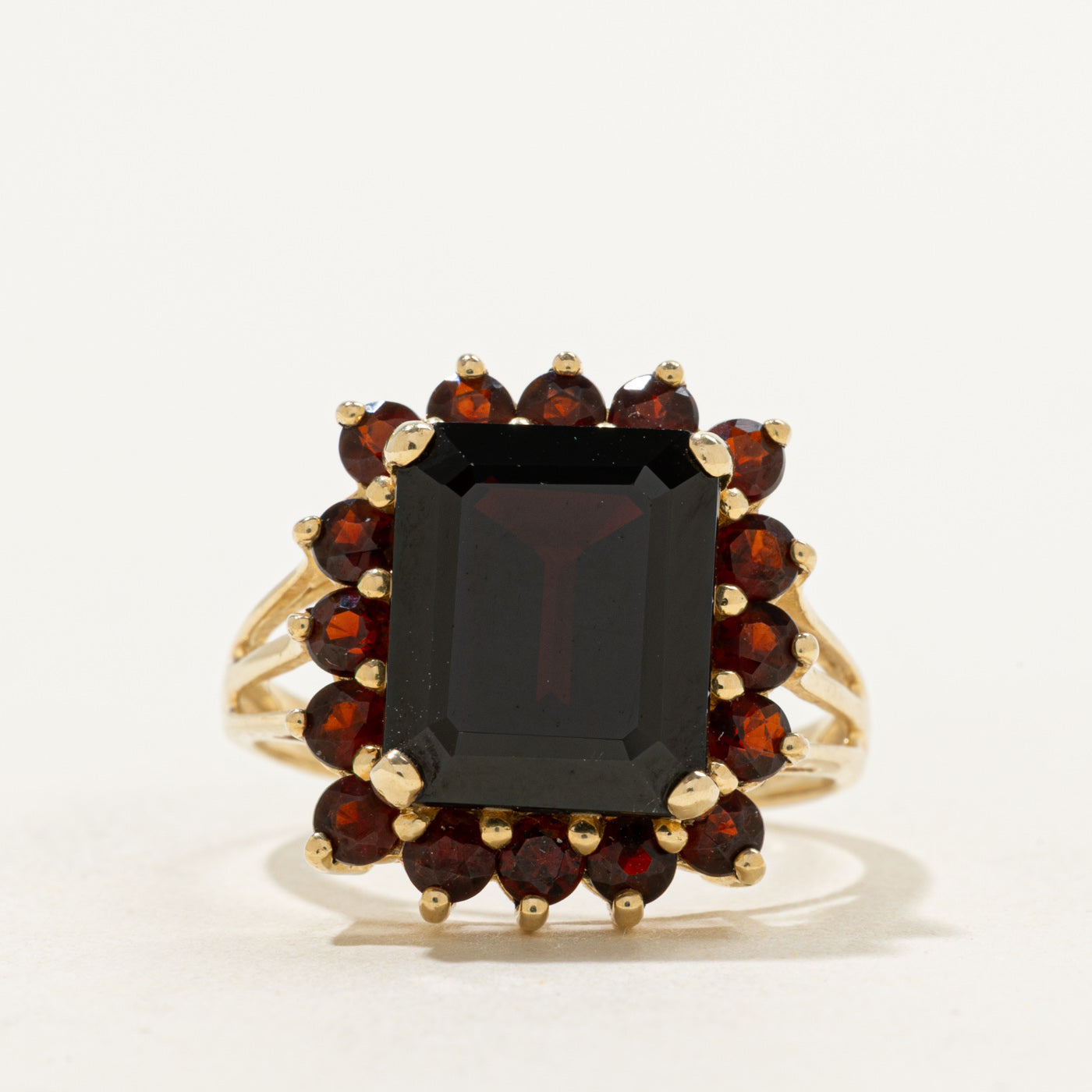 Bague cocktail halo de grenat | 8,89 ct | Taille 9 | 