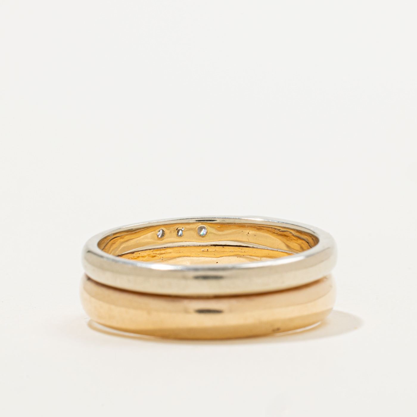 Bague sertie de diamants bicolores | 0,09 ct au total | Taille 9,75 | 