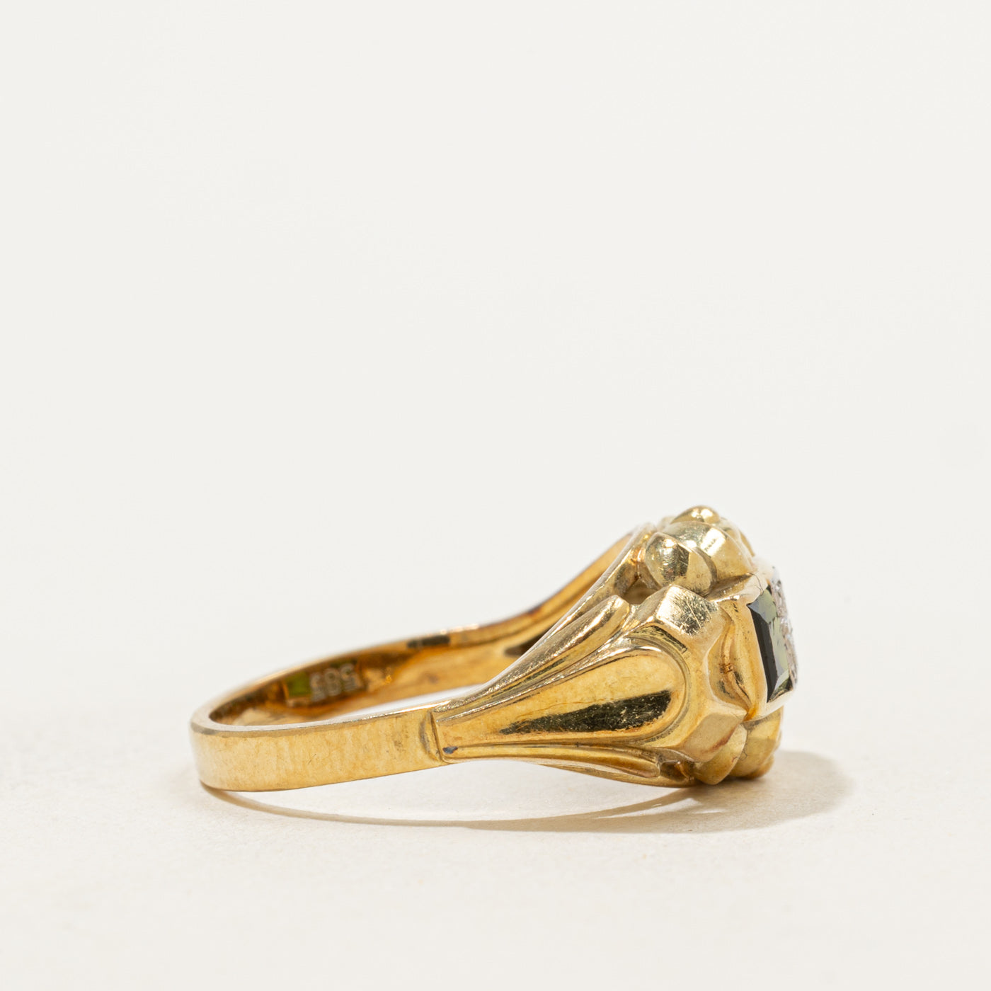 Tourmaline & Diamond Art Deco Style Ring | 0.54ctw, 0.01ct | SZ 6.25 |