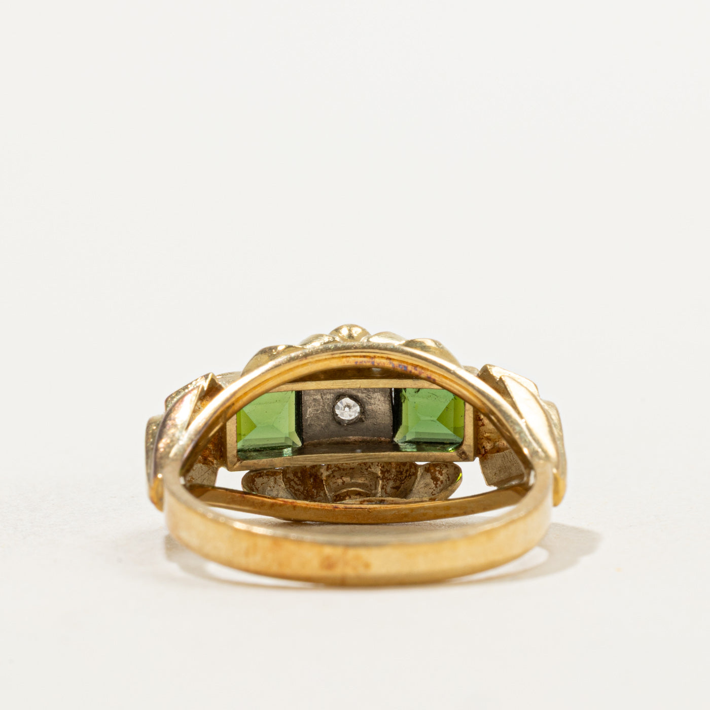 Tourmaline & Diamond Art Deco Style Ring | 0.54ctw, 0.01ct | SZ 6.25 |