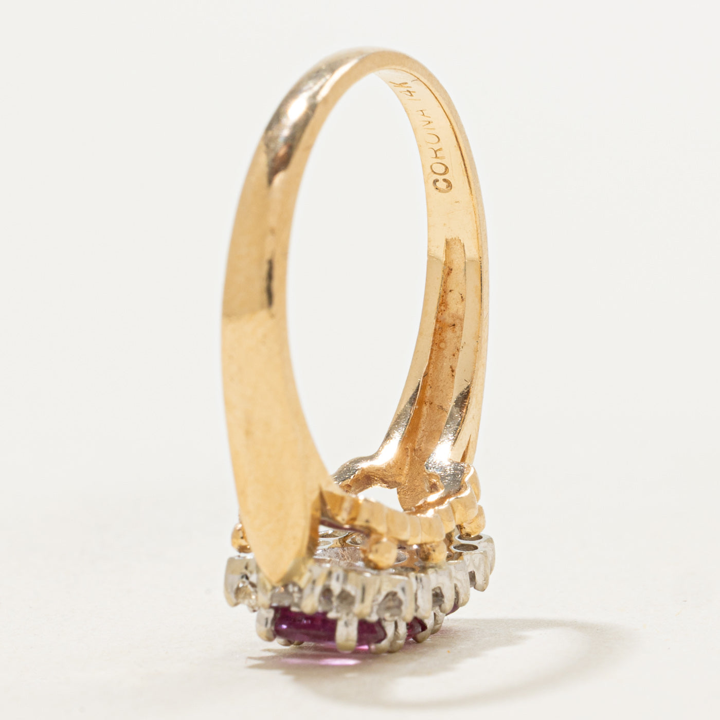 Ruby & Diamond Three Stone Halo Ring | 0.90ctw, 0.15ctw | SZ 6.25 |