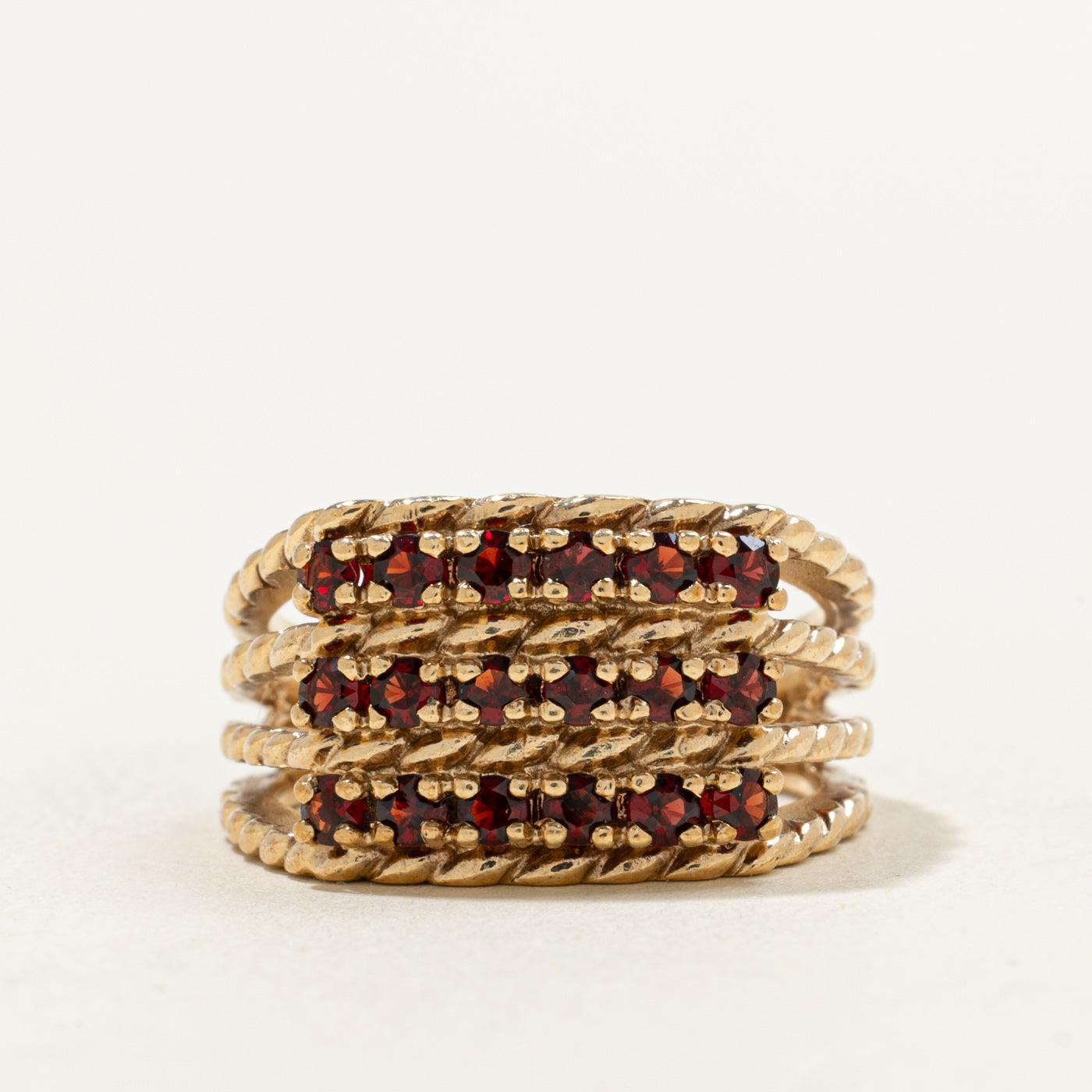 Triple Row Garnet Ring | 0.55ctw | SZ 6.25 |