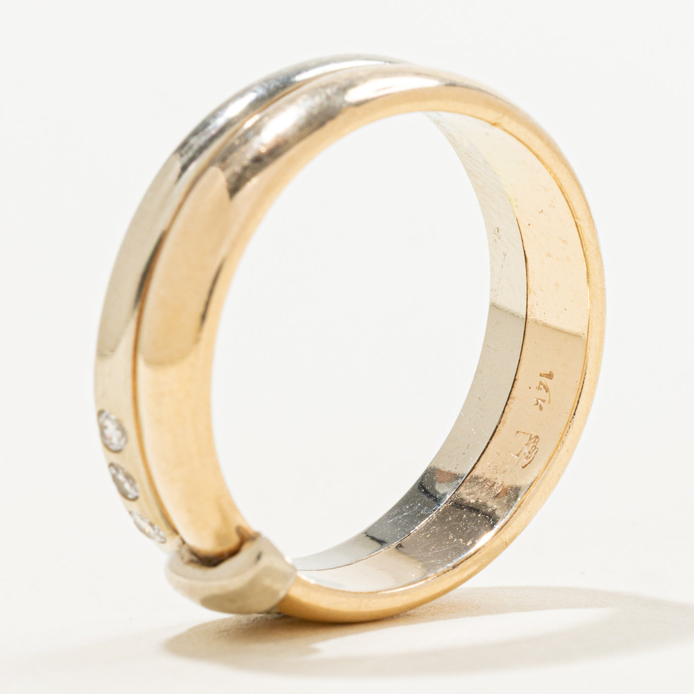 Bague sertie de diamants bicolores | 0,09 ct au total | Taille 9,75 | 