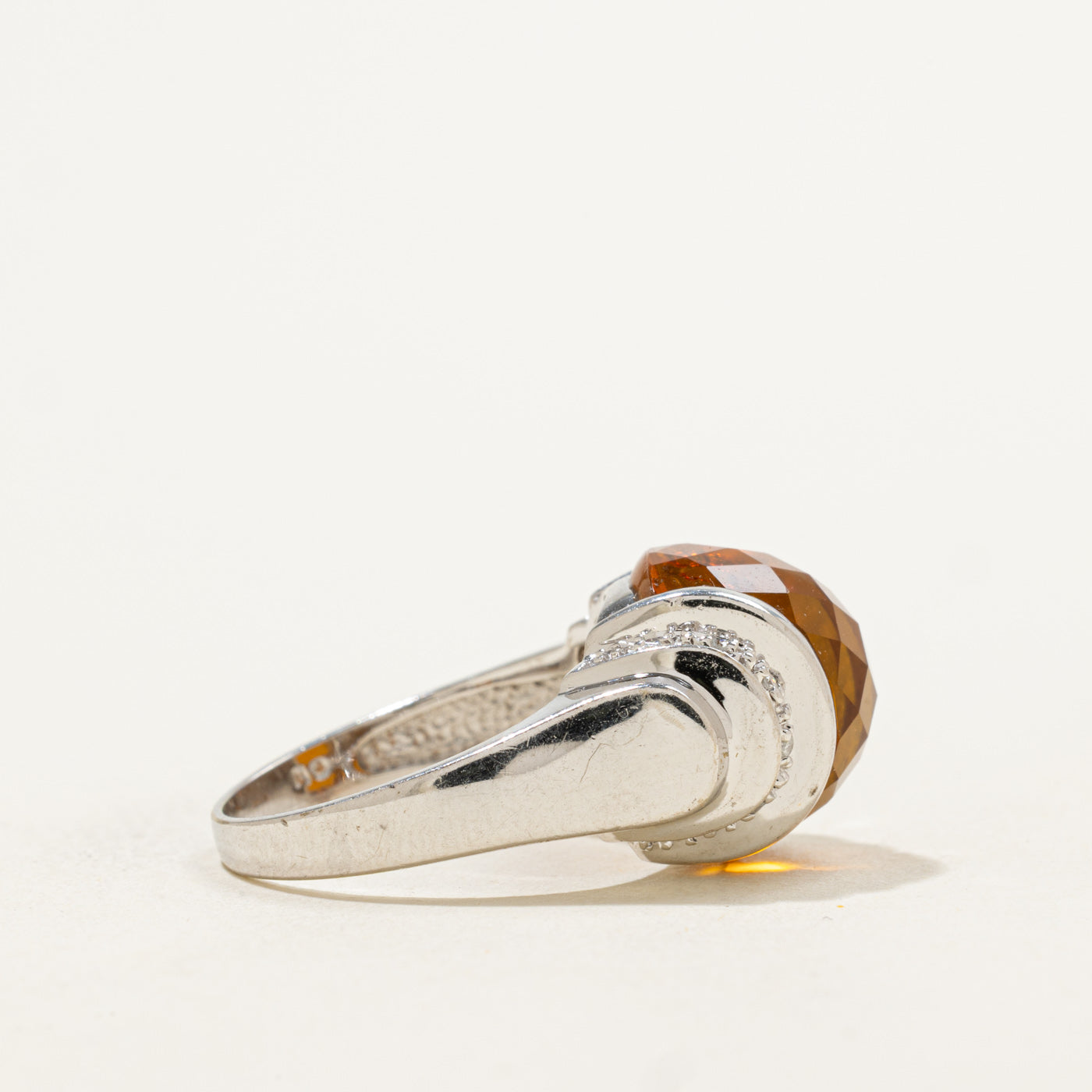 Citrine & Diamond Cocktail Ring | 7.50ct, 0.10ctw | SZ 7 |