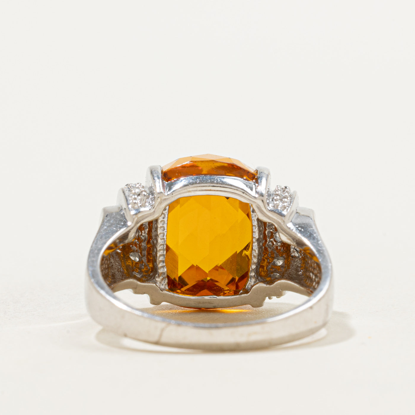 Citrine & Diamond Cocktail Ring | 7.50ct, 0.10ctw | SZ 7 |