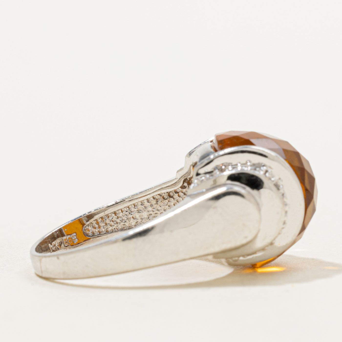 Citrine & Diamond Cocktail Ring | 7.50ct, 0.10ctw | SZ 7 |