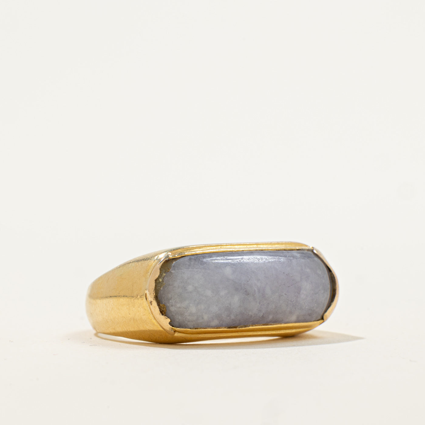 Vintage 18K Gold Lavender Jade Saddle Ring | 4.00ct | SZ 10 |