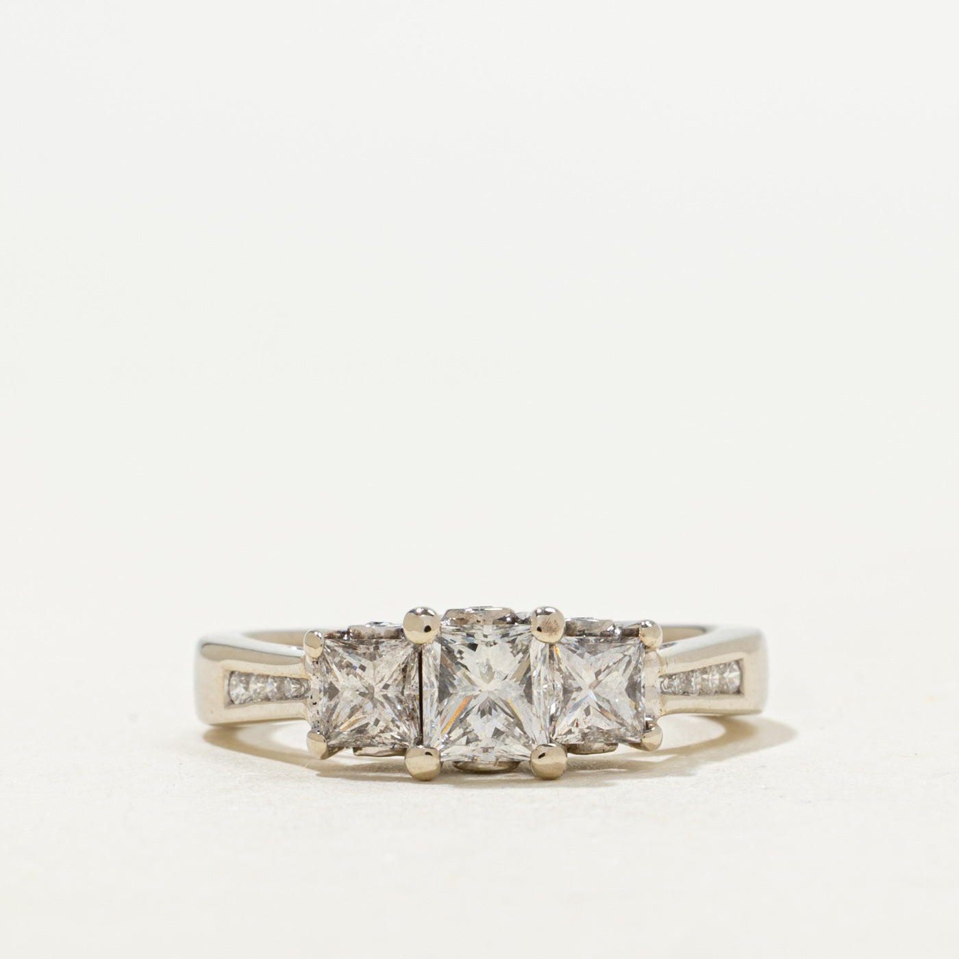 Three Stone Princess Diamond Accent Ring | 1.35ctw | SZ 4.75 |