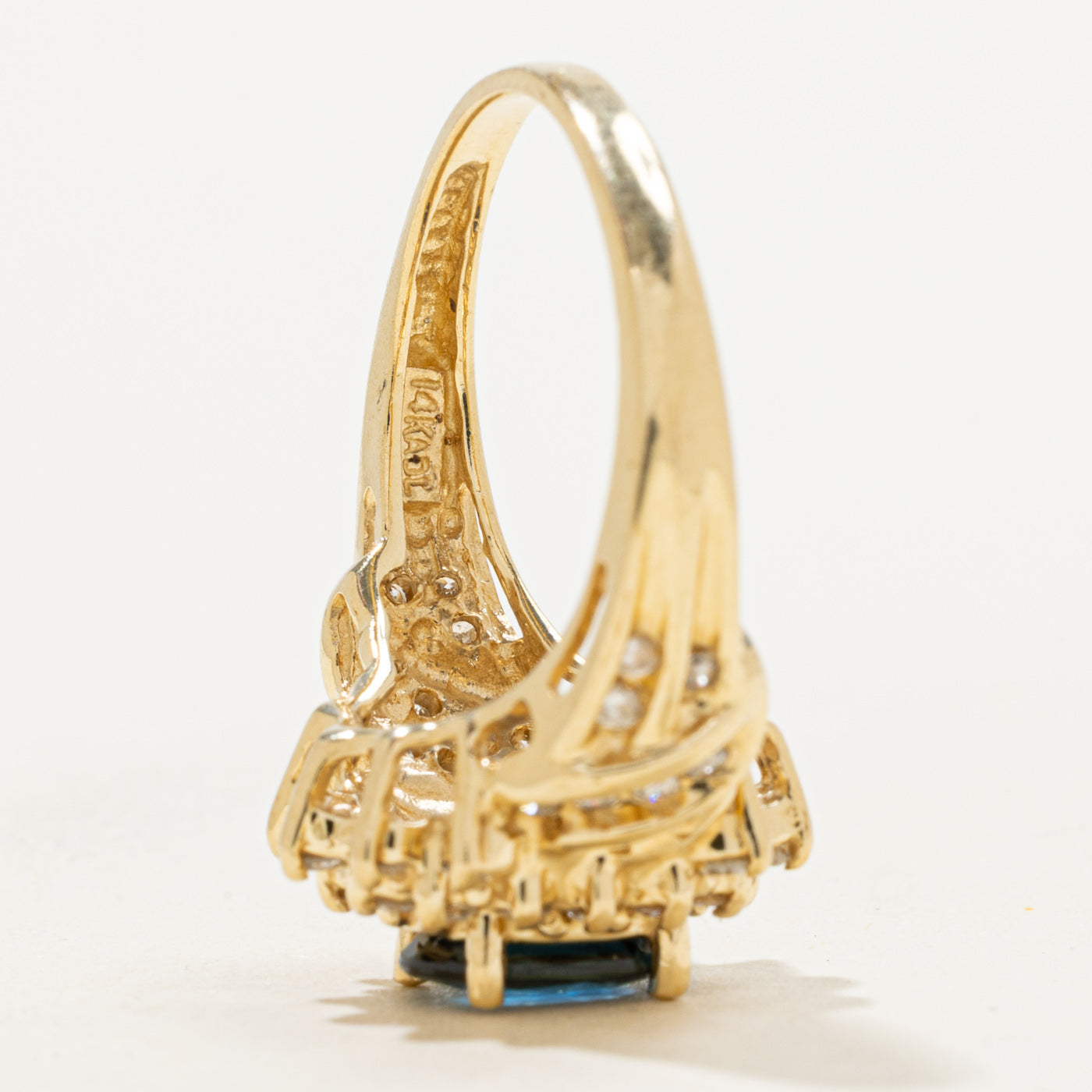 Blue Sapphire & Diamond Bypass Halo Ring | 1.18ct, 0.40ctw | SZ 7.25 |