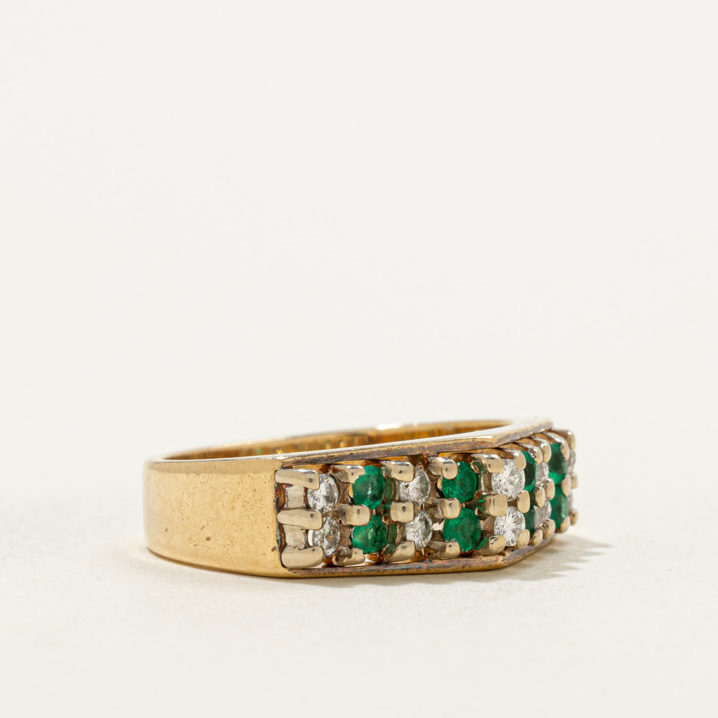 Diamond & Emerald Peaked Ring | 0.22ctw, 0.12ctw | SZ 6.75 |