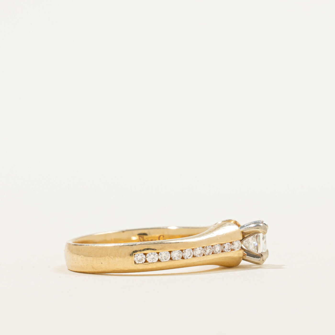 Bague de fiançailles en diamant taille princesse sertie de diamants | 0,50 ct | Taille 5,25 | 