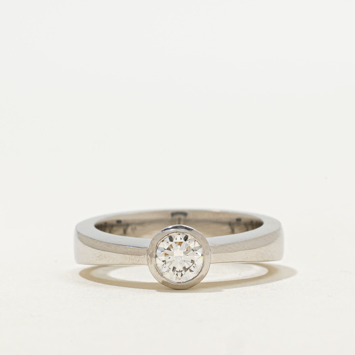 Platinum Bezel Set Canadian Diamond Engagement Ring | 0.70ct | SZ 7 |