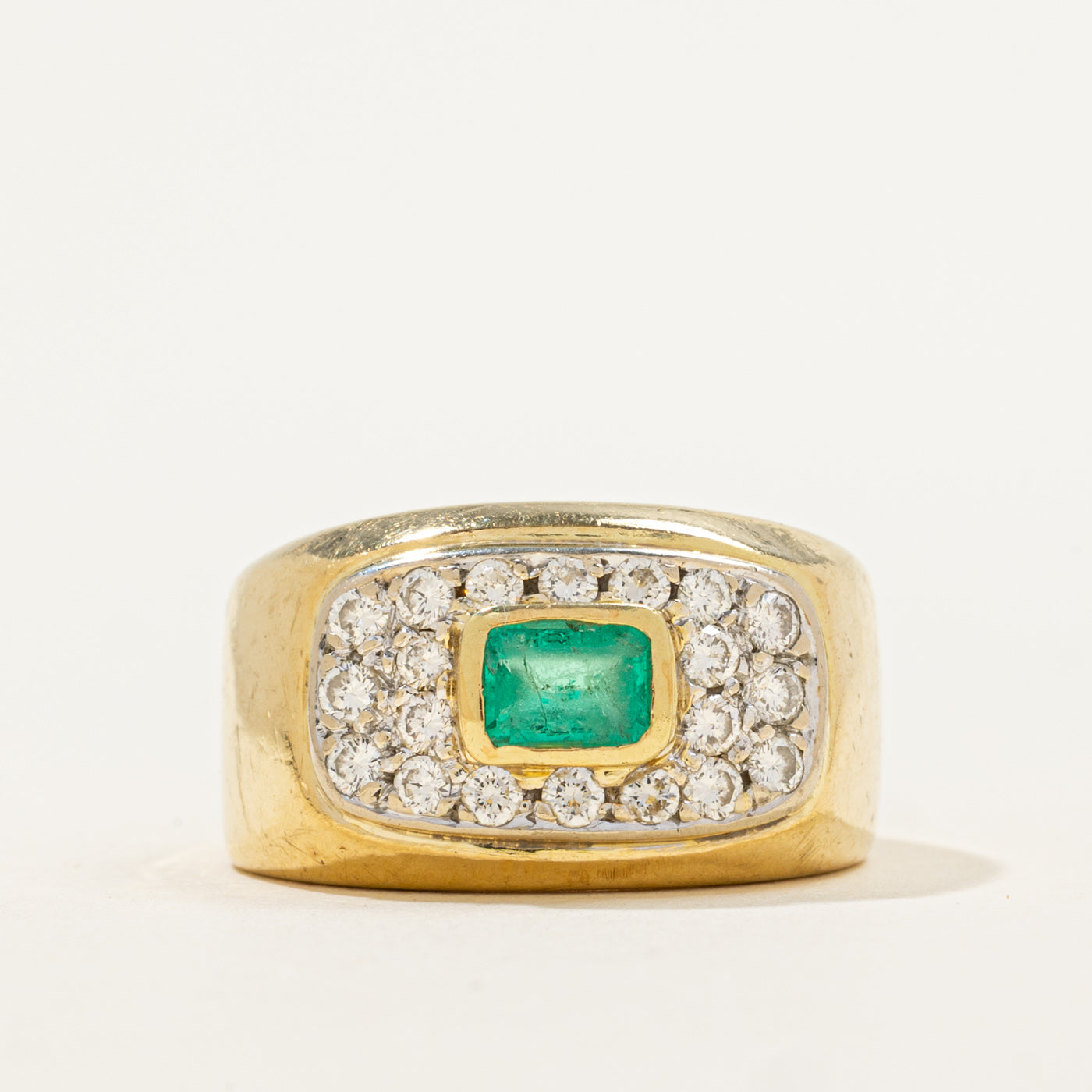 Emerald and Diamond Ring | 0.50ct Emerald, 0.50ctw Diamonds | SZ 7.5