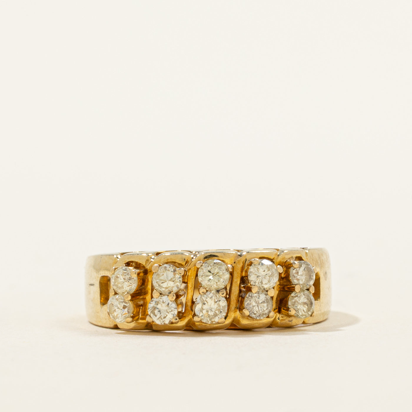 Two Tone Gold Diamond Panther Link Chain Ring | 0.09ctw | 14.05mm | SZ