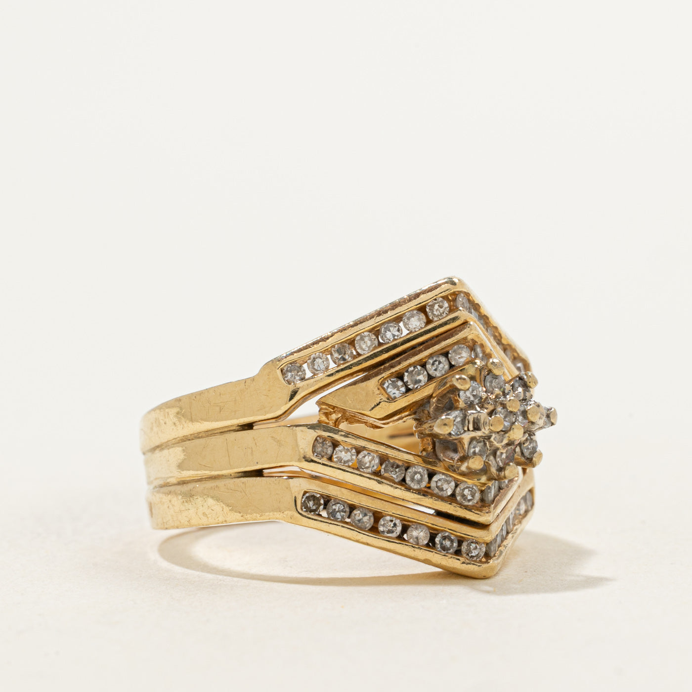 Ensemble de mariage en diamants sertis en grappe | 0,30 ct | Taille 7,75 | 