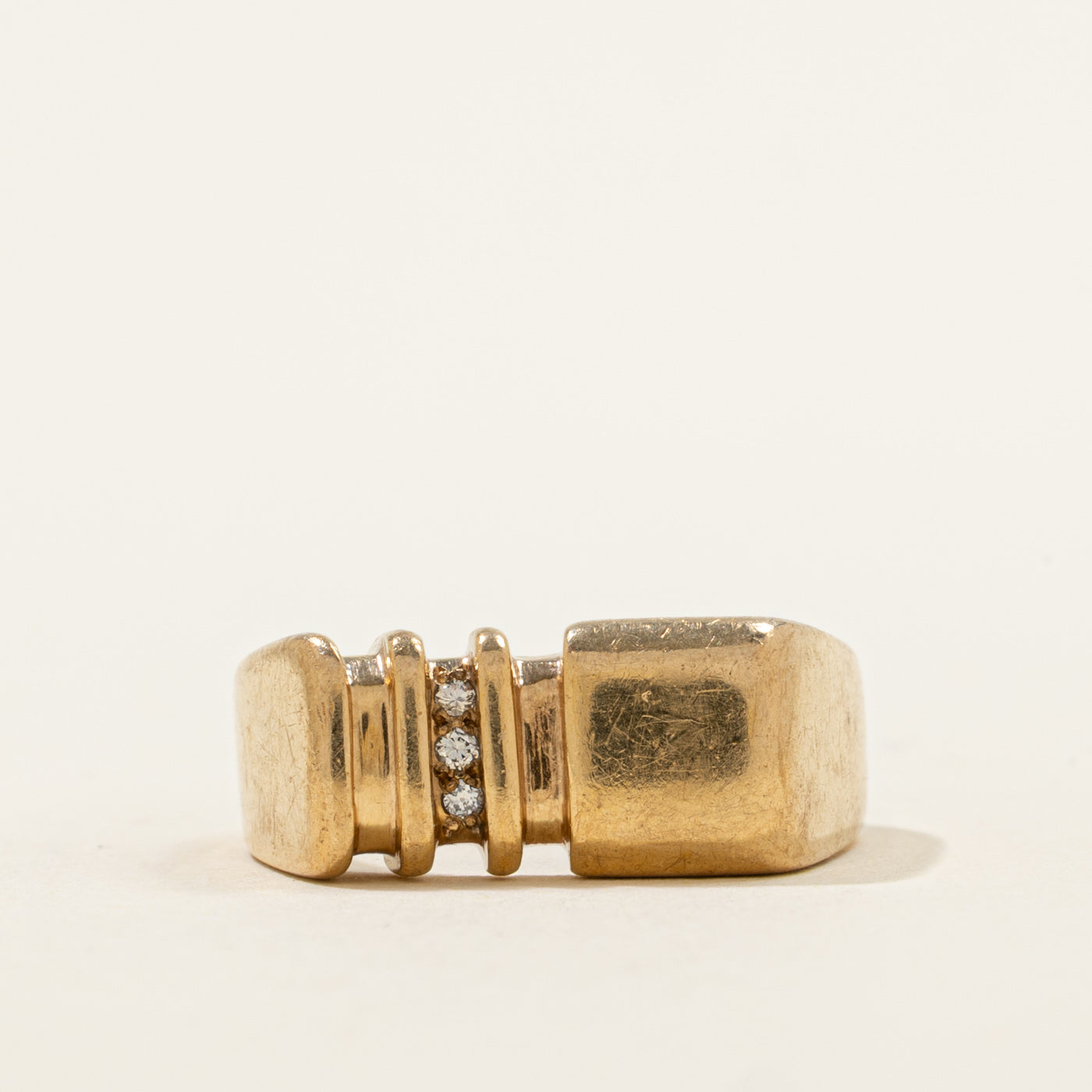 Channel Set Diamond Signet Ring | 0.015ctw | SZ 8 |