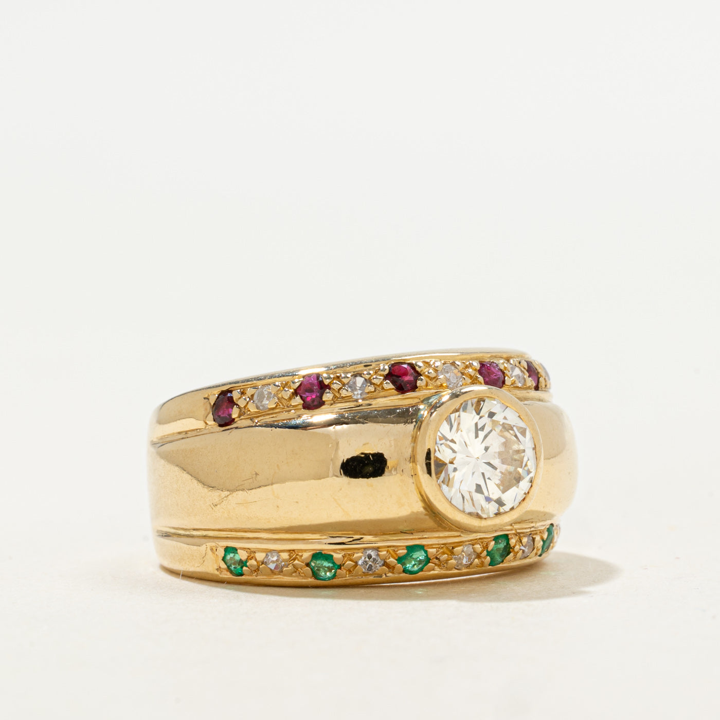 Multi Gem Bezel Set Engagement Ring | 1.00ct | SZ 6.5 |