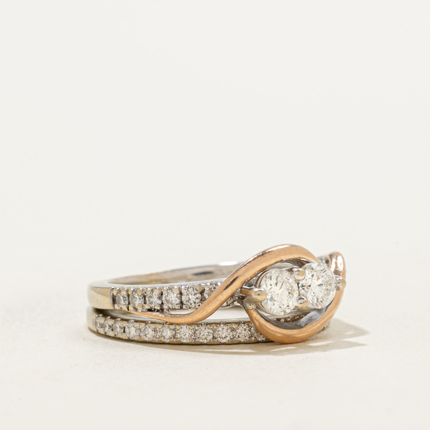 Ensemble de mariage en diamant Toi ei Moi | 0,71ctw | Taille 5 | 