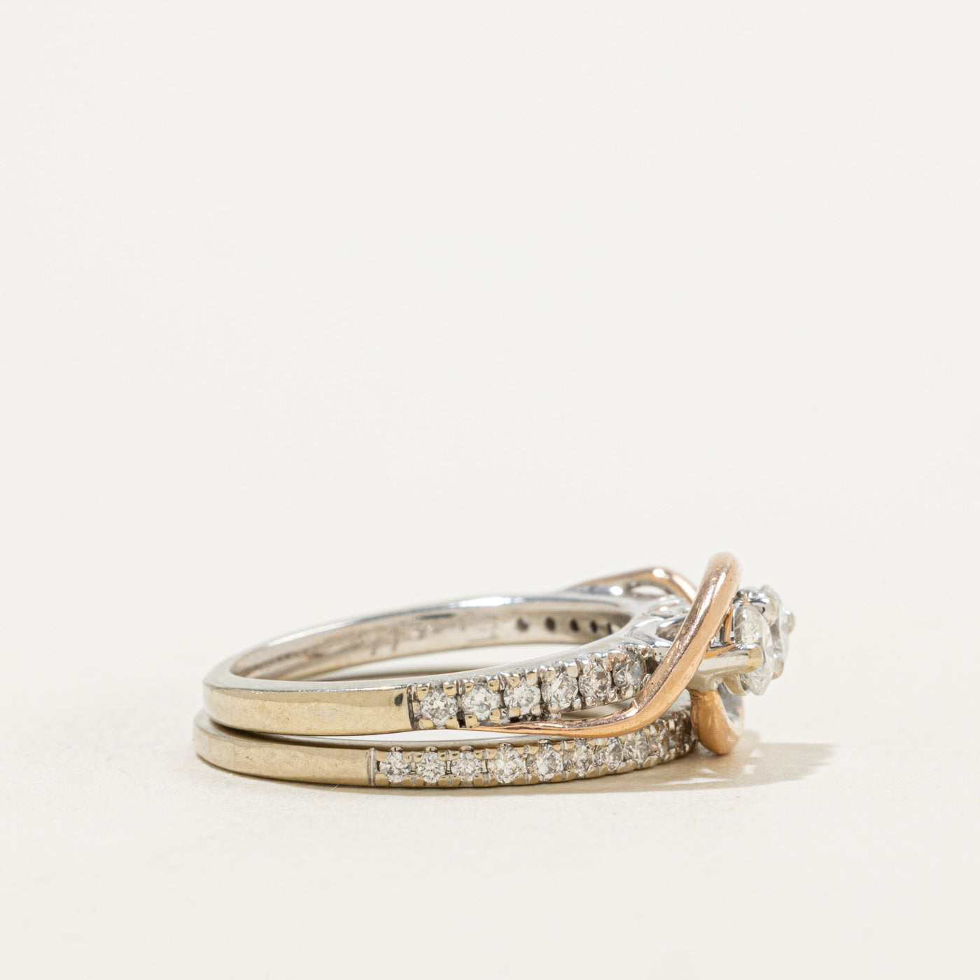 Ensemble de mariage en diamant Toi ei Moi | 0,71ctw | Taille 5 | 