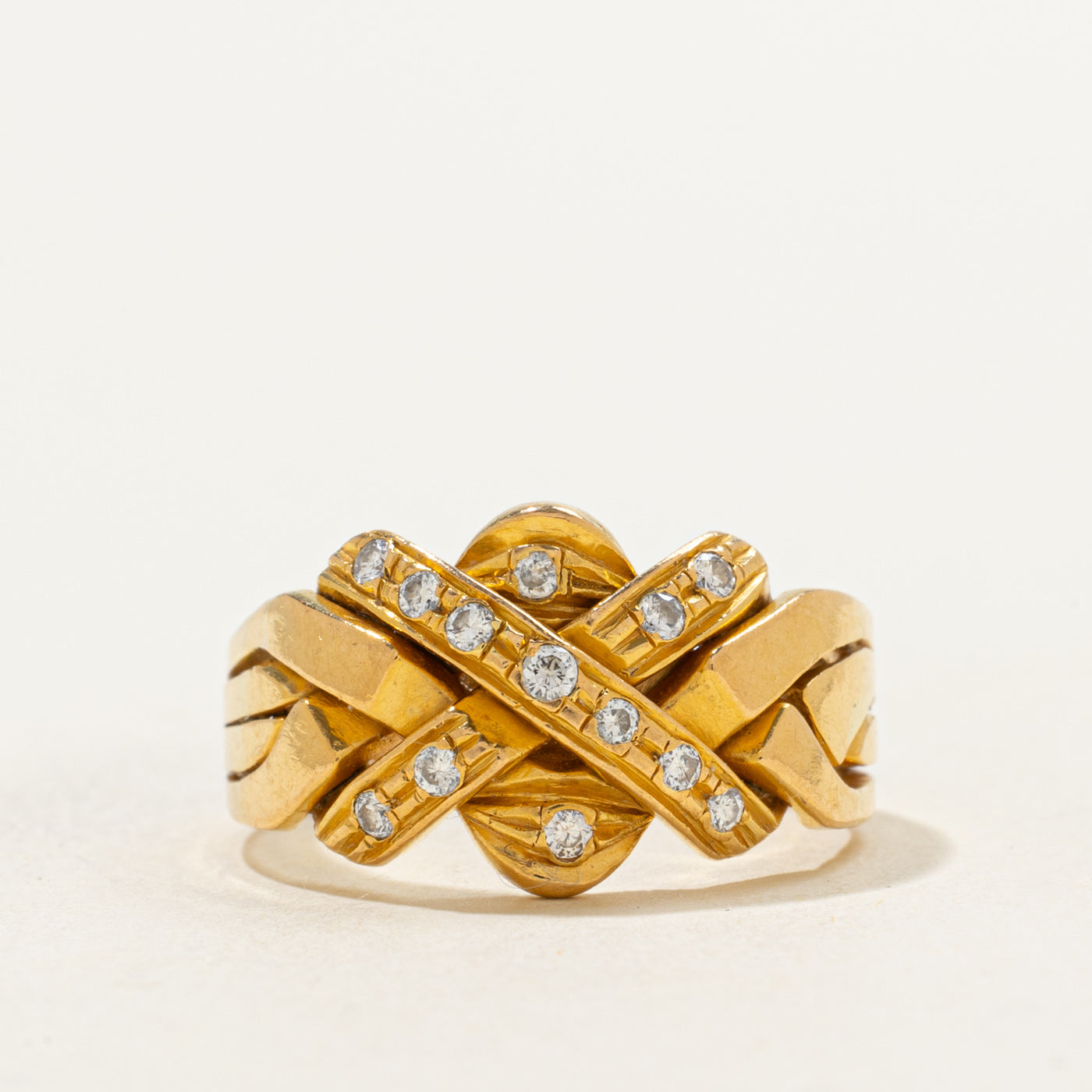 Soldered Diamond Puzzle Ring | 0.20ctw | SZ 6.5 |