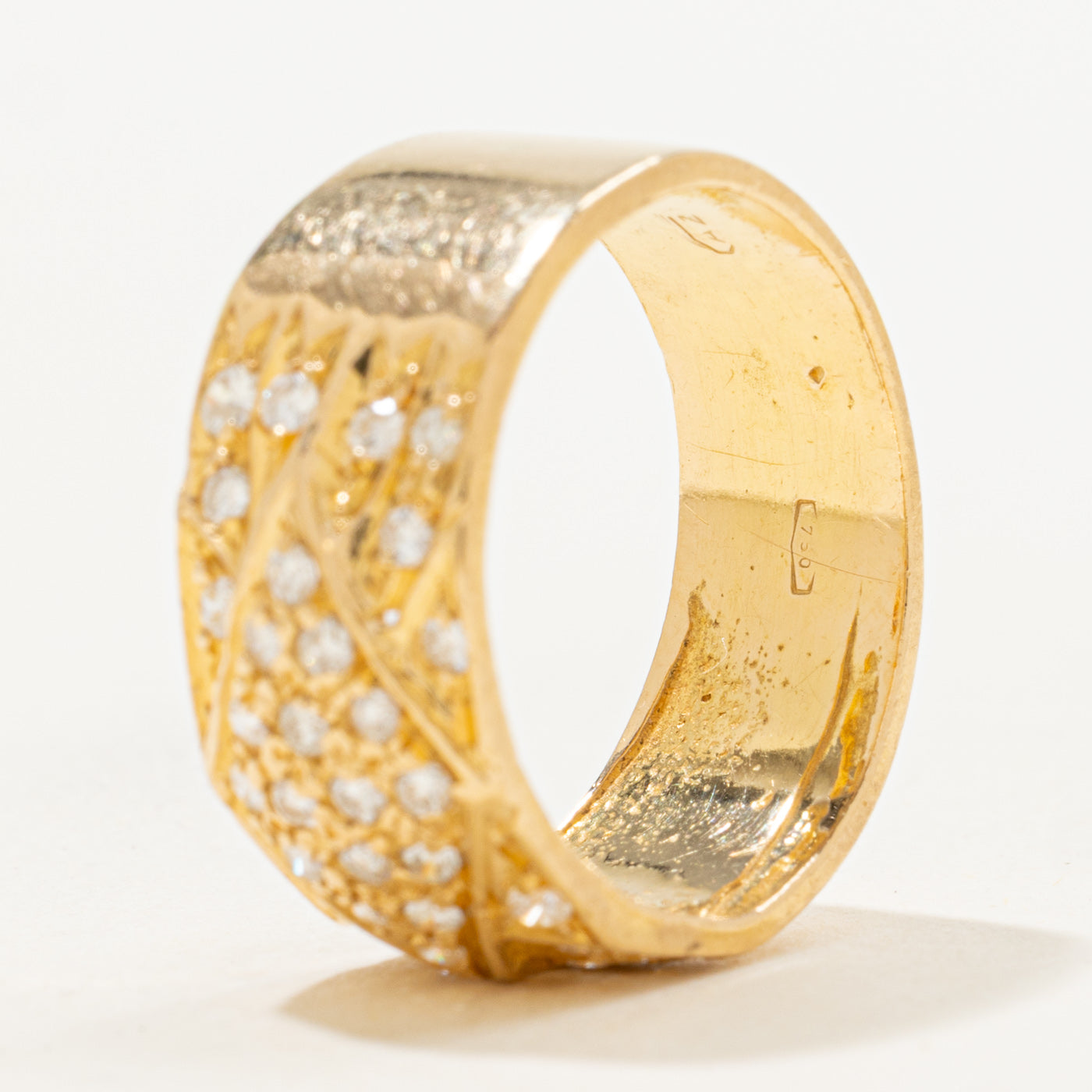 Bague large pavée de diamants | 0,50 ct | Taille 7,75 | 
