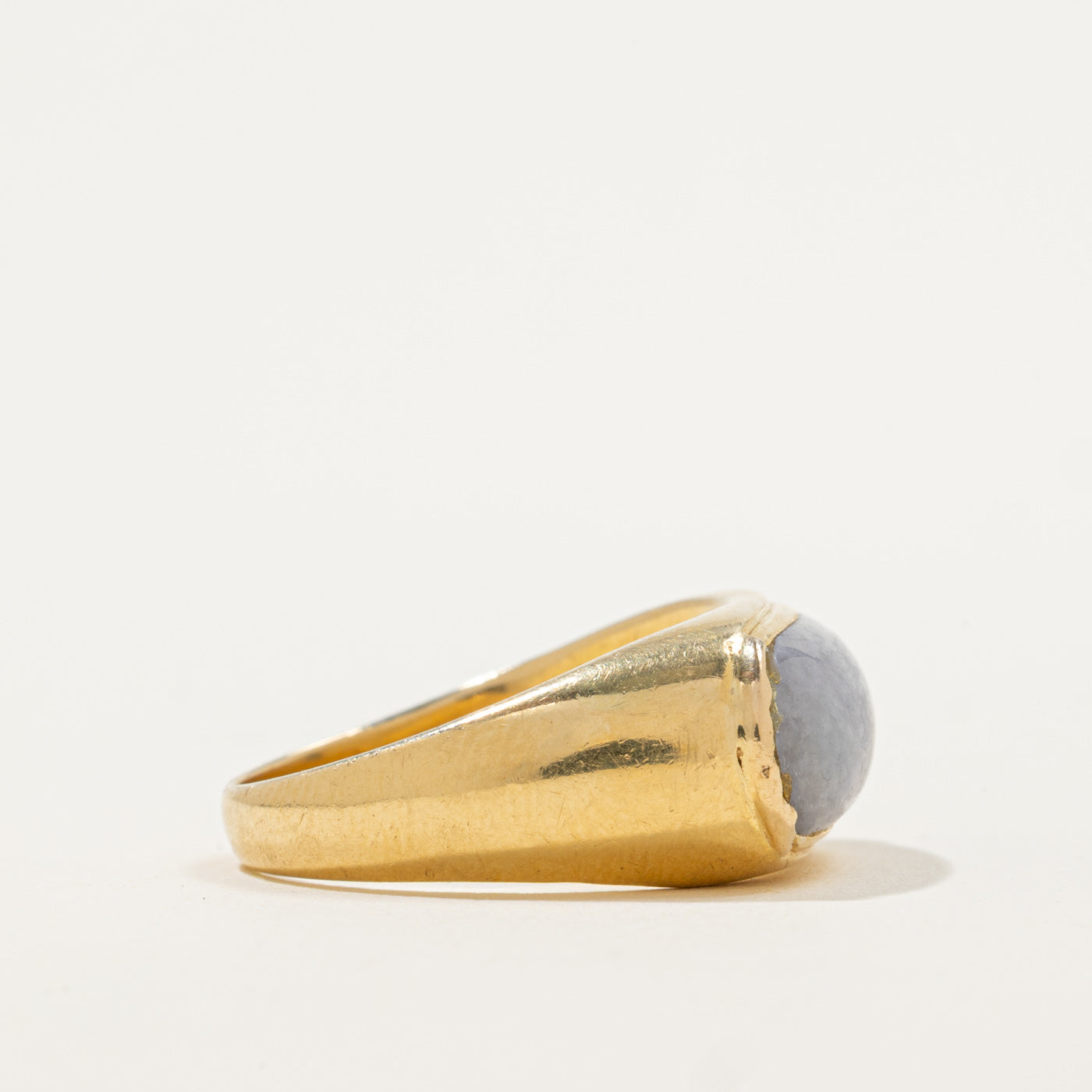 Vintage 18K Gold Lavender Jade Saddle Ring | 4.00ct | SZ 10 |