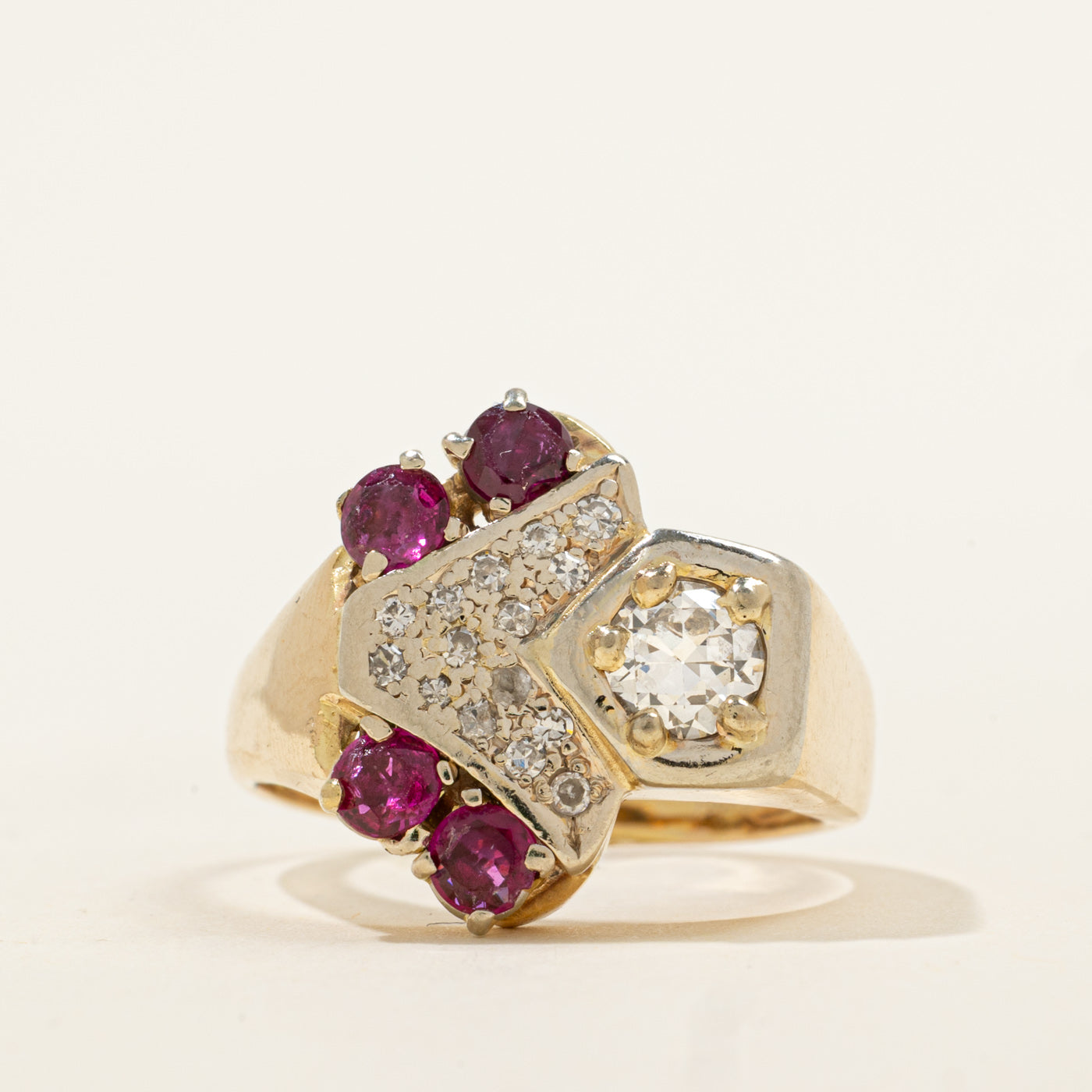 Chevron Diamond & Ruby Ring | 0.63ctw | 0.80ctw | SZ 9 |