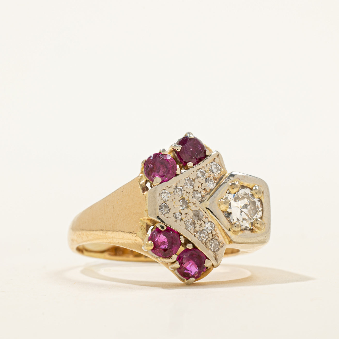Chevron Diamond & Ruby Ring | 0.63ctw | 0.80ctw | SZ 9 |