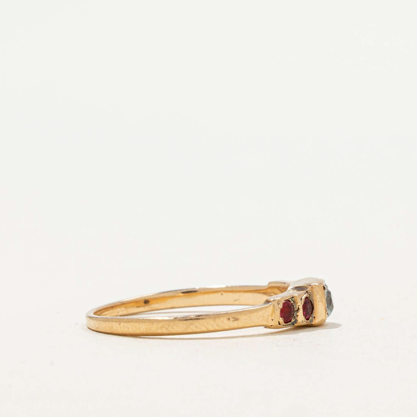 Red Paste & Blue Zircon Ring | 0.12ctw, 0.10ct | SZ 8 |