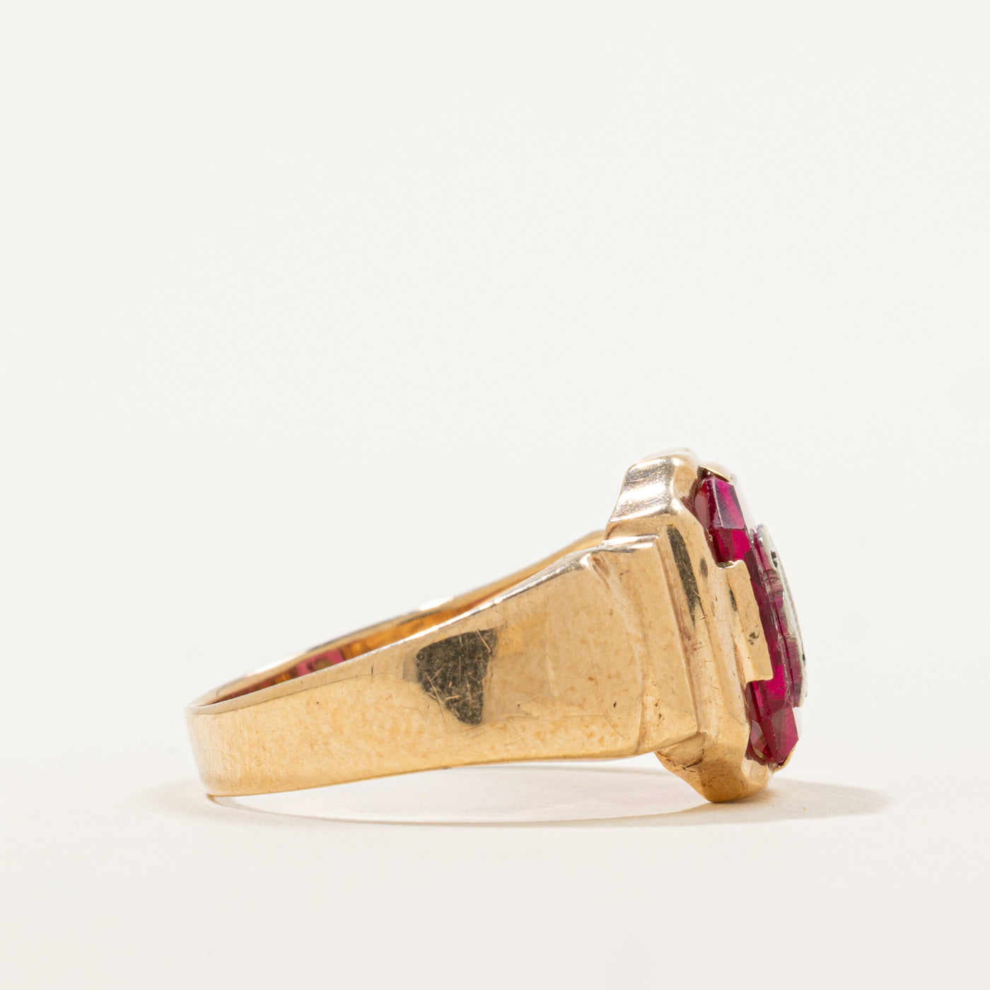 Initial 'B' Synthetic Ruby Signet Ring | 4.00ct | SZ 10.5 |