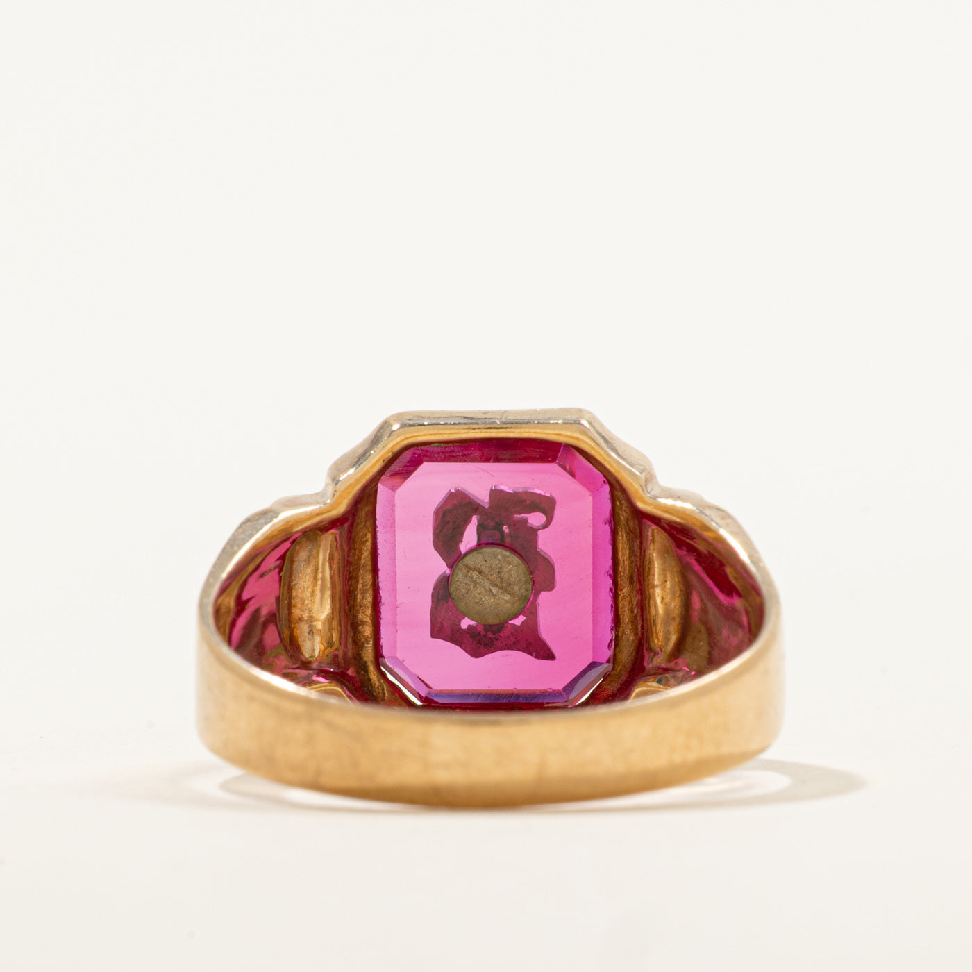Initial 'B' Synthetic Ruby Signet Ring | 4.00ct | SZ 10.5 |