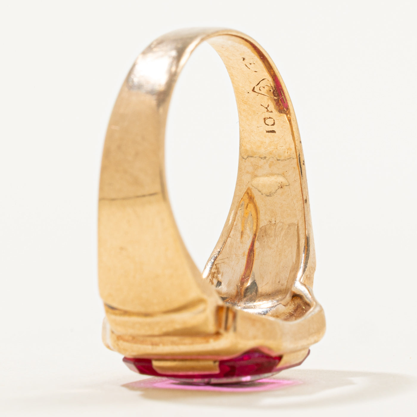 Initial 'B' Synthetic Ruby Signet Ring | 4.00ct | SZ 10.5 |