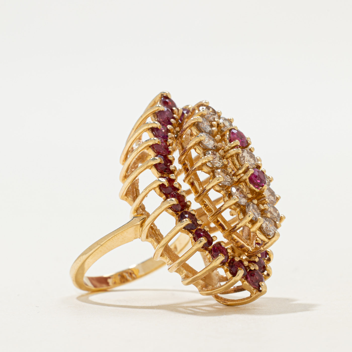 Marquise Shaped Cage  Raised Cocktail 14k Ring | 2.92 ctw, 1.69ctw | Sz 6