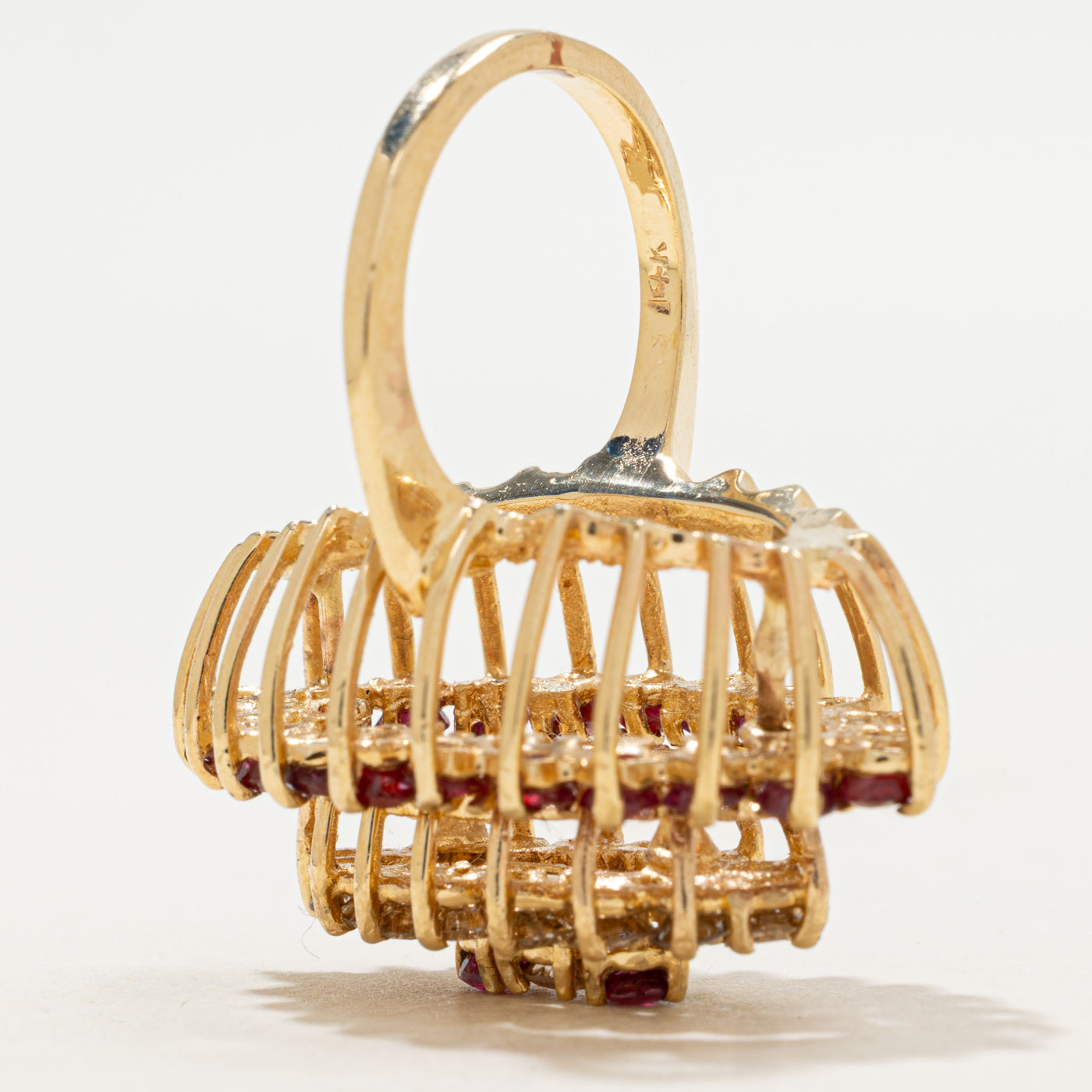 Marquise Shaped Cage  Raised Cocktail 14k Ring | 2.92 ctw, 1.69ctw | Sz 6