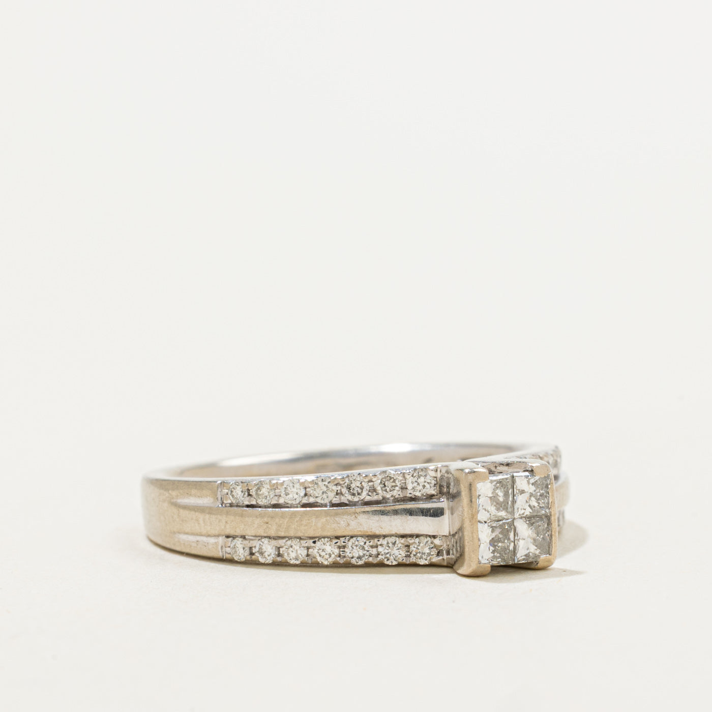 Quad Set Pave Detailed Engagement Ring | 0.57ctw | SZ 7 |