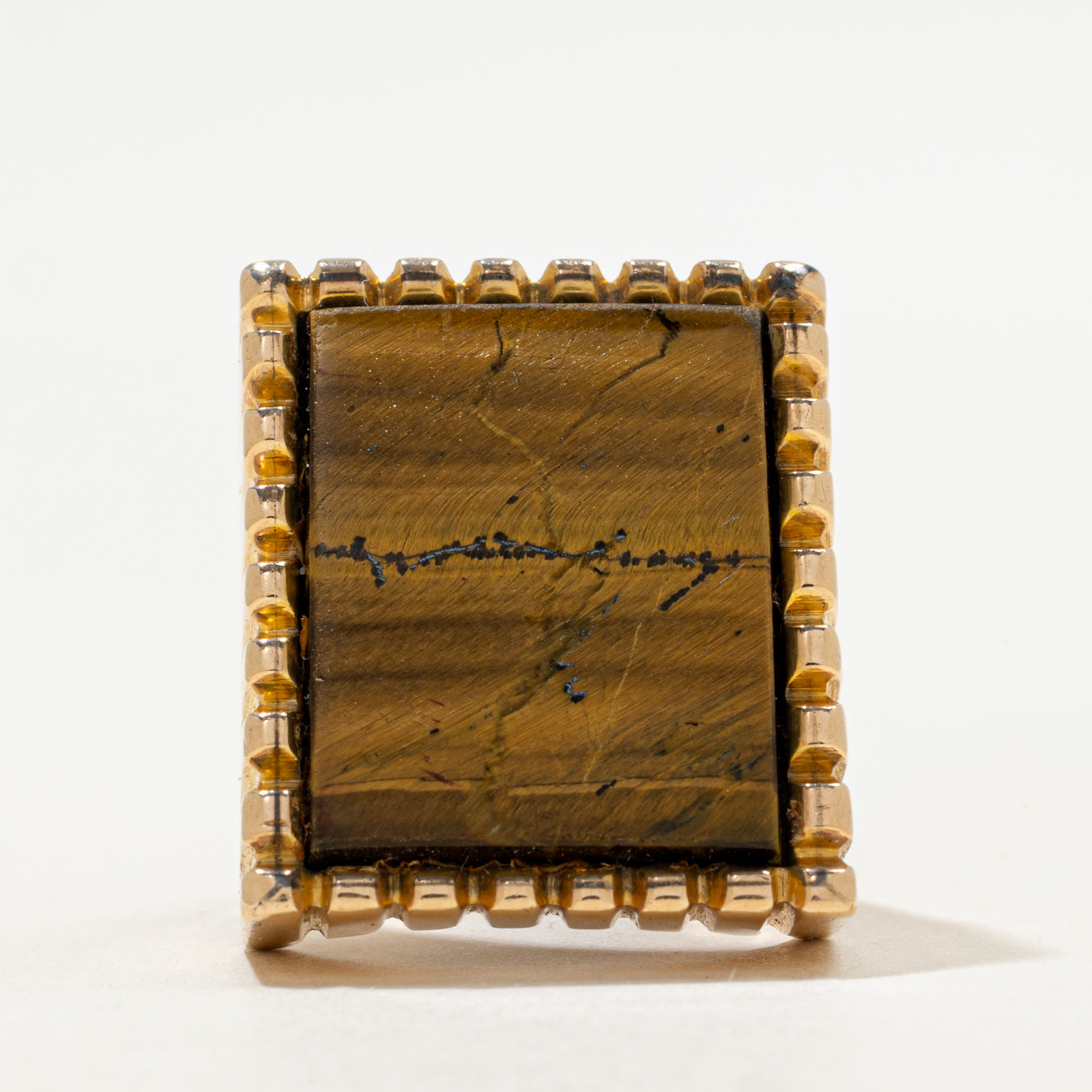 Tiger Eye Grooved Cocktail Ring | 8.00ct | SZ 9.75 |