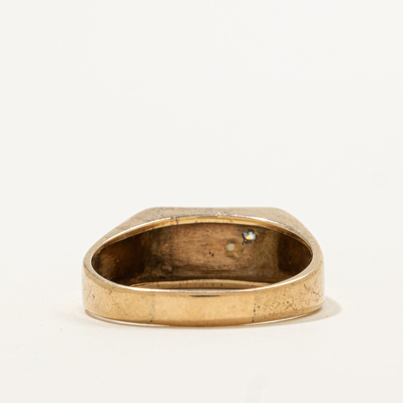 Bague chevalière solitaire texturée en diamant | 0,07 ct | Taille 12,5 | 