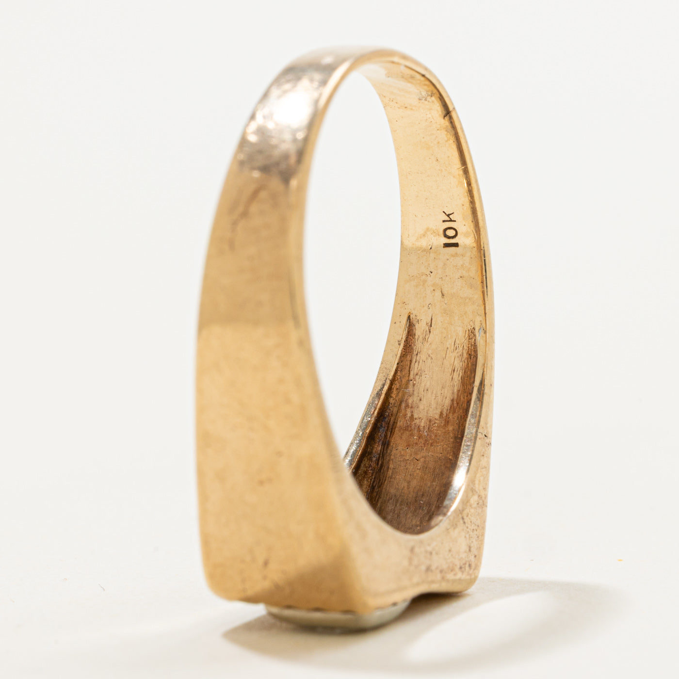 Bague chevalière solitaire texturée en diamant | 0,07 ct | Taille 12,5 | 