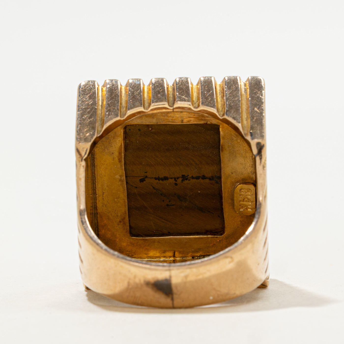 Tiger Eye Grooved Cocktail Ring | 8.00ct | SZ 9.75 |