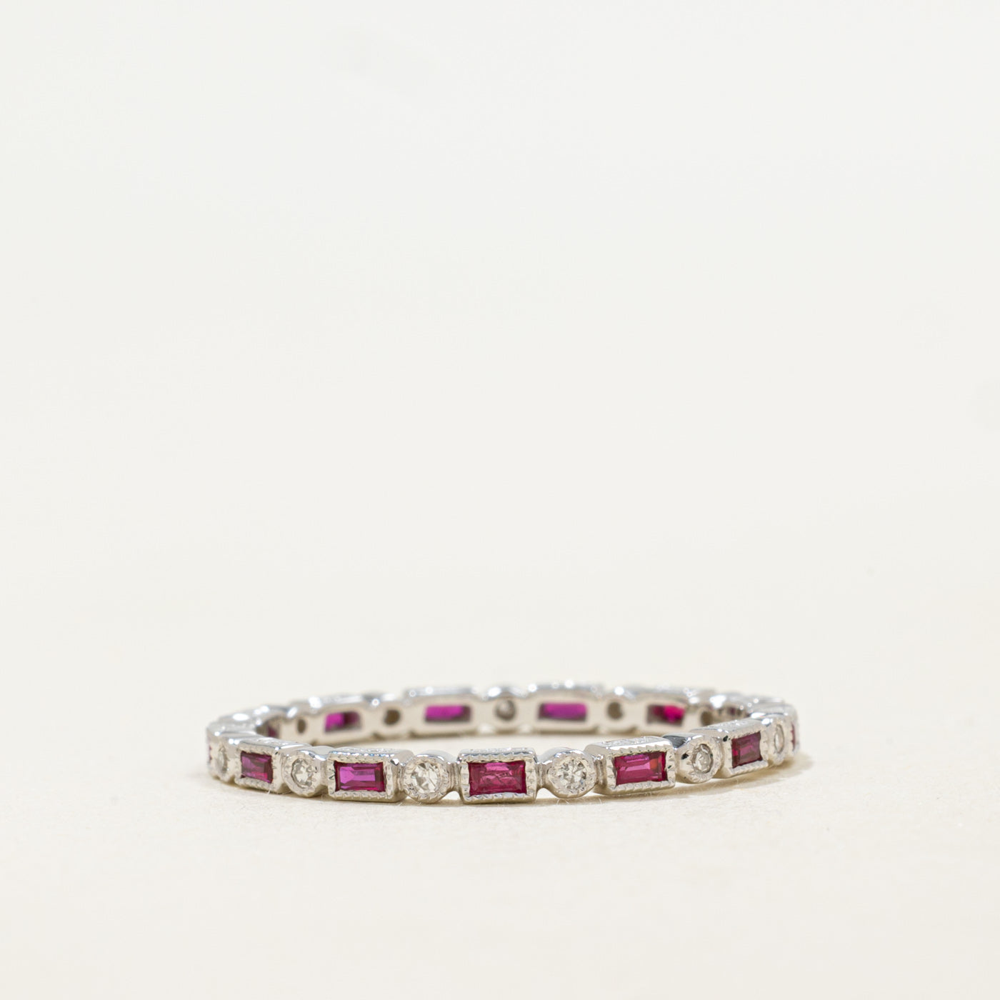 '100 Ways' Art Deco Inspired Ruby & Diamond Eternity Band | 0.40ctw, 0.08ctw | SZ 6.75 |